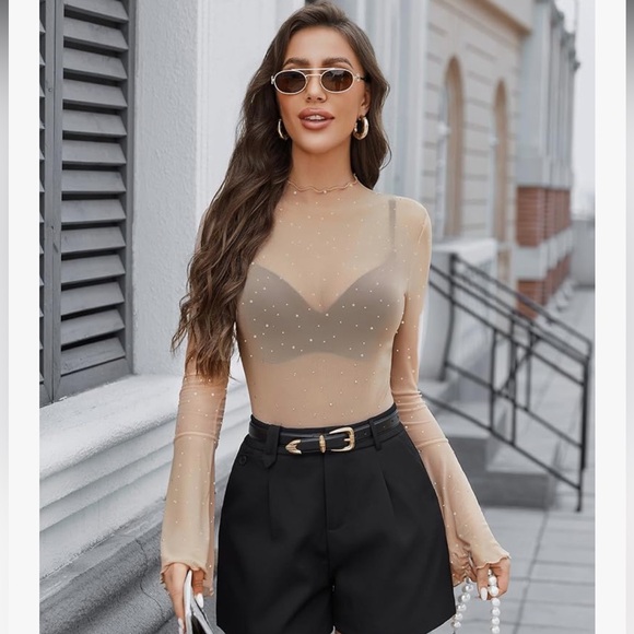 Mesh Rhinestone Bodysuit - Picture 1 of 4